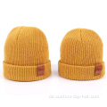 Adult Childre Leder Label Strickbeanie Hut